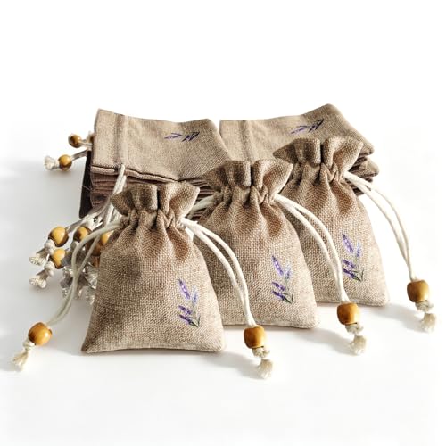 Daclubmenxy 20 PCS Small Burlap Drawstring Bags Pouch Sachet Bags Empty Gift Mini Drawstring Bags Reusable Gift Linen for Wedding Favors Party Jewelry Coffee DIY (Natural Burlap 3x4 in)