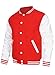 HOOD CREW Mens Varsity Jackets Faux Leather Sleeve Letterman Boys College Baseball Jacket Red XL