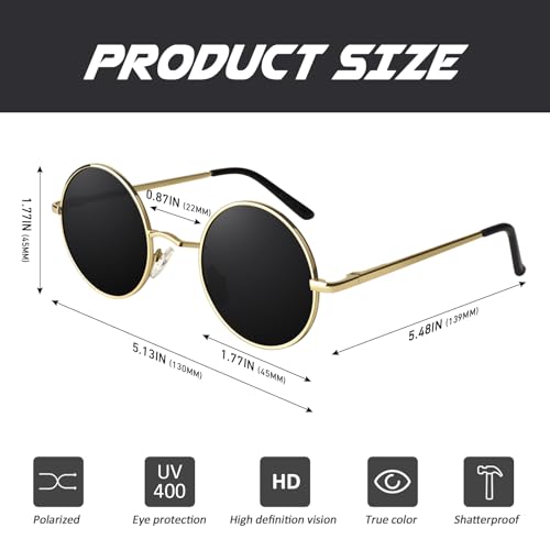 CGID E01 Lennon Round Polarized Unisex Sunglasses