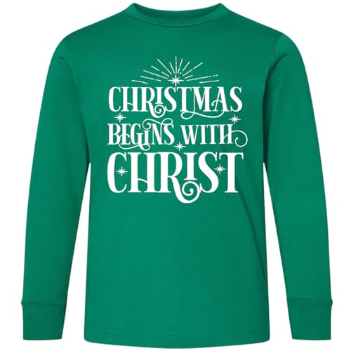 inktastic Christmas Begins with Christ Youth Long Sleeve T-Shirt