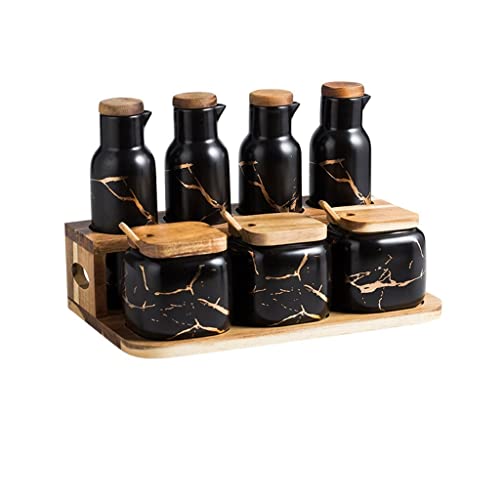 TBLOTYD Condiment Can Condiment Container Seasoning Pot Spice Pot Ceramic Seasoning Box Set with Spoon Cover Suitable for Home Kitchen Dining Room Spice Jar S