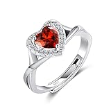 BELLNA 925 Sterling Silver Birthstone Rings for Women Love Heart Eternity Band Ring Adjustable Open