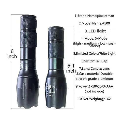 Modoao Tactical Torch Flashlight 5 Pack Outdoor Zoomable 1500 Lumens Handheld Tactical Flashlight with 5 Modes - Image 4