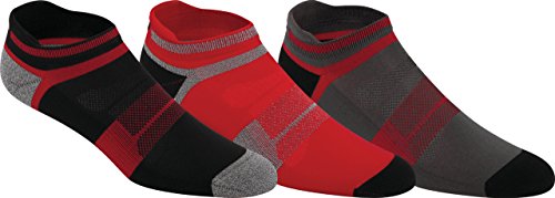ASICS Quick Lyte Cushion Single Tab Running Socks (3 Pack), Fiery Red, Medium