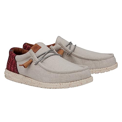 Image of HEYDUDE Men's Wally Funk Baja Slip On Loafer, Cream Size 6 | Printed Cotton Shoe with Round Toe & Leather Insole