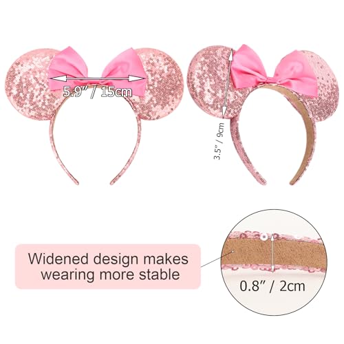Image of DRESHOW Mouse Ears Bow Headbands Minnie Ears Headband Glitter Party Decoration Cosplay Costume for Women