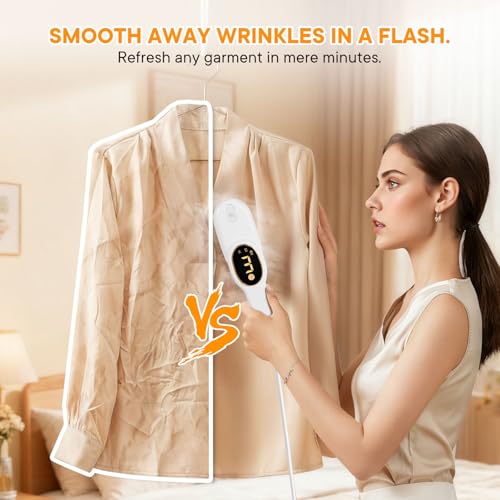 Image of Smart Travel Steamer for Clothes, 1200W Handheld mini travel Steam All-in-One Portable Steamer Iron with LCD Display, 3 Steam Modes & 5s Fast Heat-up, Garment Steamer for Travel