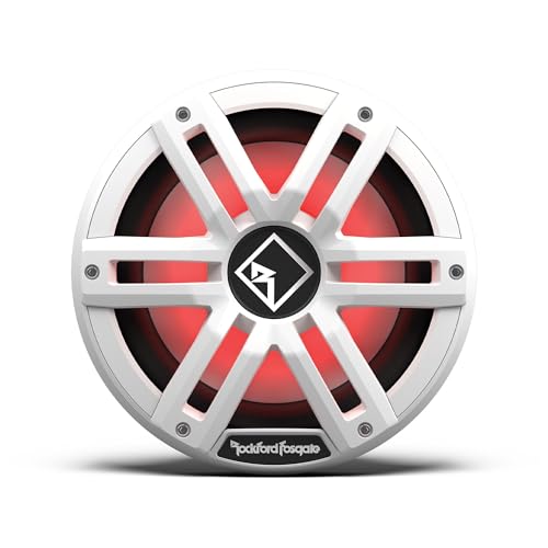 Rockford Fosgate M2D4-10I-G2 Color Optix 10" DVC 4-Ohm Infinite Baffle Multicolor LED Lighted Marine Subwoofer 400 Watts RMS / 1600 Watts Peak - White/Stainless