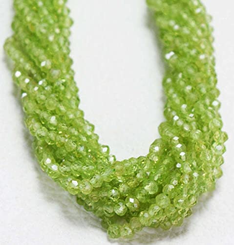 Perles rondelles en péridot facetté 3 mm de qualité joaillerie pour colliers et rangs haut de gamme