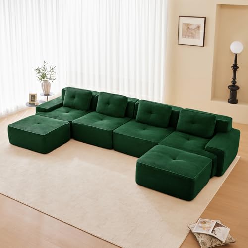 Image of Corduroy Modular Sectional Sofa, Oversized Cloud Couches for Living Room
