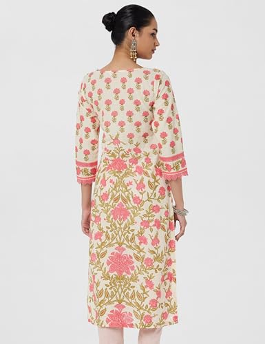 Image of BIBA Floral Women Cotton Straight Printed Kurta