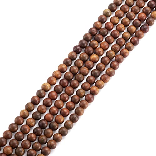 5 Strands 4mm Natural Wood Beads Strands Olive Round Polished Ball Wooden Loose Spacer Beads for Bracelet Necklaces Crafts DIY Jewelry Making, Hole: 1mm