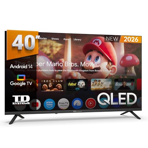 TD Systems - Smart TV 40 Pulgadas Full HD QLED, Android 14 GTV, Television TDT HD, Modelo 2025, Televisor con 3 años de garantía - PRIME40C21GLQ