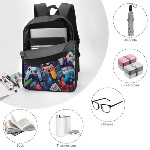 Sac à dos école manettes de jeu imprimé 3D cartable garçon collège 43cm