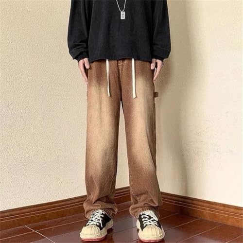 Men Wide Leg Cowboy Pants Trousers Harajuku Korean Soft Style Jeans3