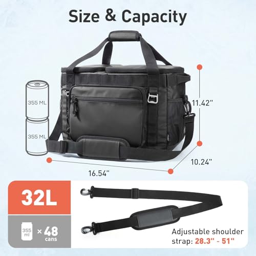 TOURIT 2-Zone Soft Cooler Bag 30/48Cans, Dry & Wet Insulated Beach Cooler, Lunch Bag, Leakproof Ice Chest for Camping, Picnic, Hiking, Travel by TOURIT - Image 3