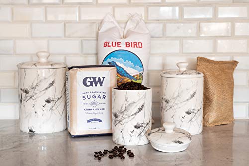 Image of 10 Strawberry Street Marble Ceramic Kitchen Canister Set, Set of 3, White /Black