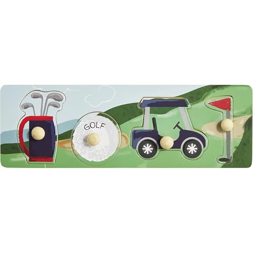 Image of Mud Pie Golf Wood Knob Puzzle, Toddler Wooden Puzzle | With Easy Grip Handles, Ages 18 Months Up