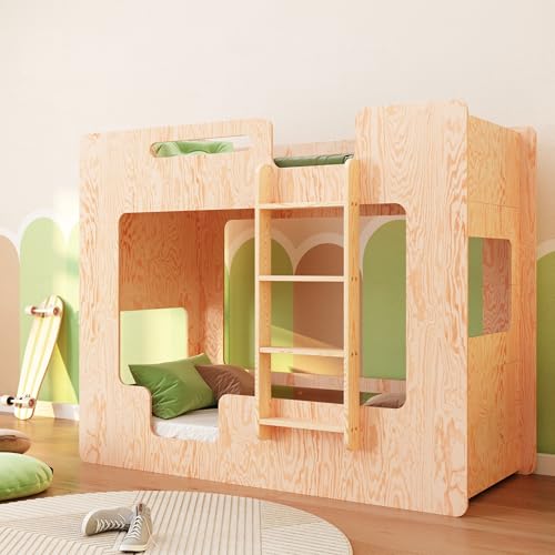 smartwood Etagenbett 80x180 cm - Hochbett aus Holz mit Rausfallschutz & Lattenrost bis 230 kg belastbar für Jungen & Mädchen - Mimi B