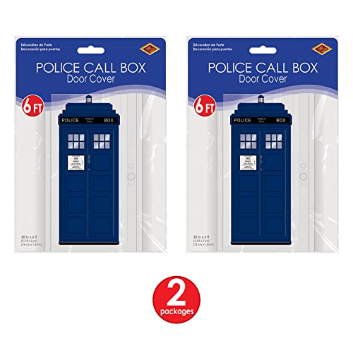 Beistle 2 Piece Police Call Box Door Covers, 30" X 6' Party Decorations, Multicolored #TOP4