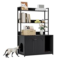 😻【Best Gift for Cats and You】This cat house with storage space is not only a hidden litter box, but also can be used as a shelf and storage cabinet for your living room, bedroom, bathroom, etc. Say goodbye to odor and mess, keep your house tidy and c...