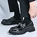 Men's Patent Leather Platform Penny Loafers Fashion Metal Decoration Non-Slip Lug Sole Business Dress Shoes Comfort Slip-on Round Toe Casual Work Shoes (Black,10)
