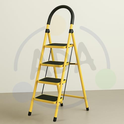ADA Premium Foldable 4 Step Ladder for Home Use, Anti-Skid Wide S...