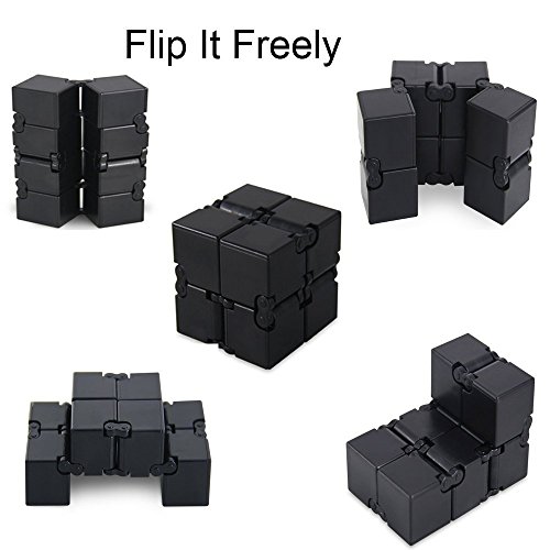 Infinity Cube Fidget Toy Hand Killing Time Fidget Spinner Prime Infinite Cube For ADD, ADHD, Anxiety, and Autism Adult and Children (Black)