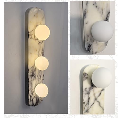 Image of Natural Marble Wall Sconces, 2-Light Alabaster Wall Light in one sconce, Hardwired Wall Light Fixtures, Modern Wall Mount Wall Lights for Dining Room Stairs Bedroom