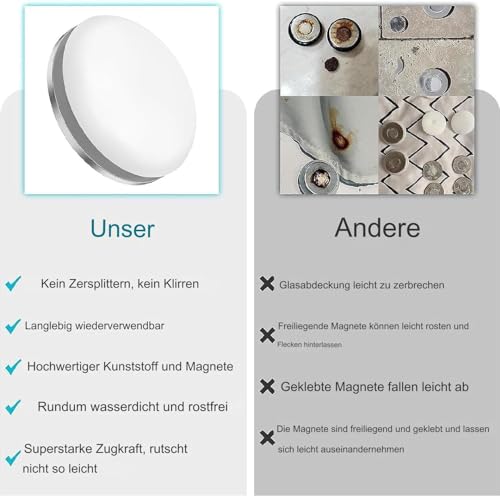 Magnetisch für Vorhänge,10 Stück Duschvorhang-Gewichte, Duschvorhanggewichte, Starke Tischdecken,Duschvorhanggewichte,Magnetische Vorhang Gewichte für Dusche Fenster Vorhang Tischdecken(Weiß Runde)