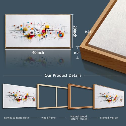 ERQINHUA Abstract Wall Art Living Room Boho Wall Decor For Bedroom Office Home Decorations Geometric Wall Paintings Minimalism Canvas Artwork Pictures Modern Ready to Hang Wood Framed 20x40 Inches