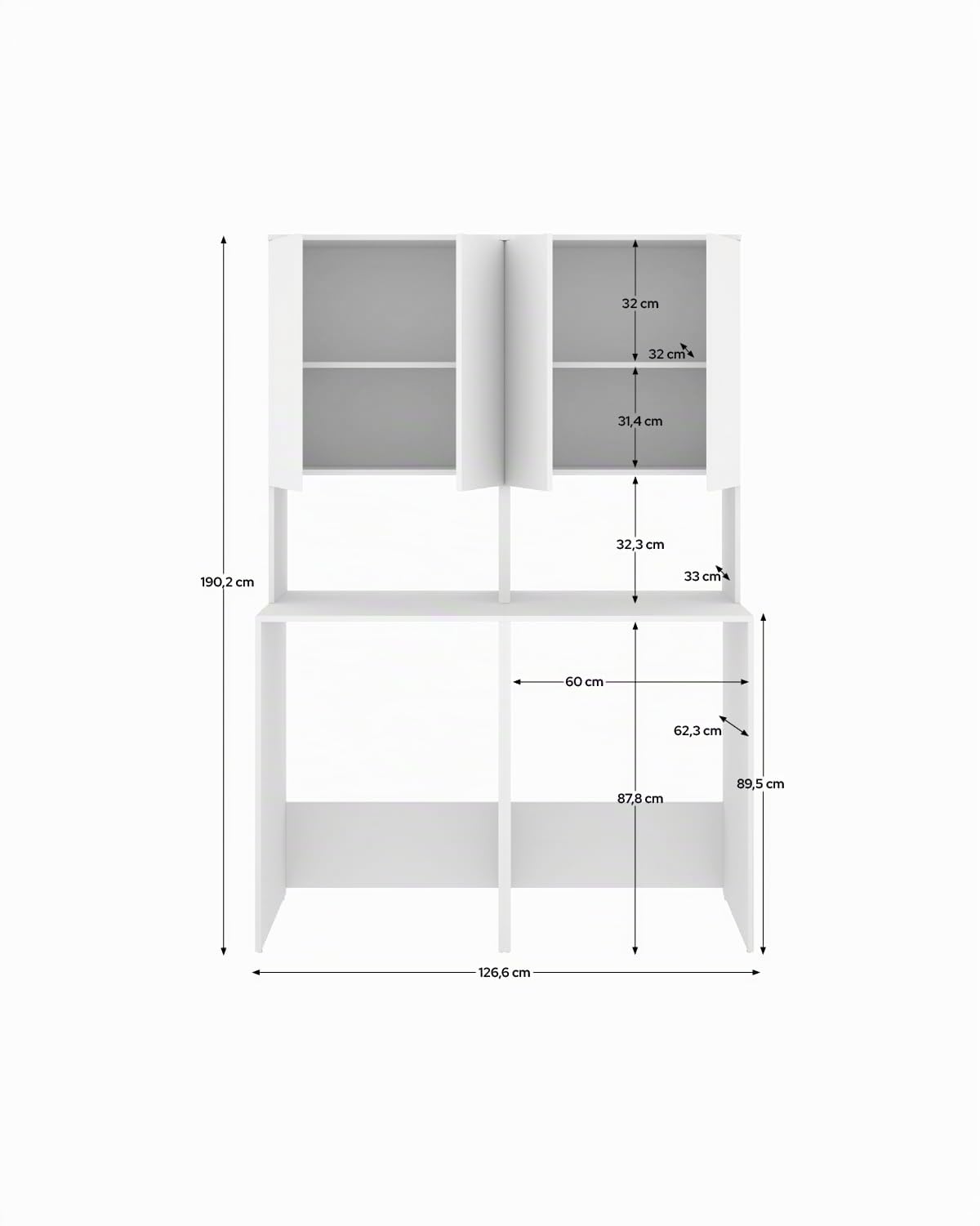 DEKIT - Conjunto DE Muebles para Lavadora Y Secadora con ALTILLO 190x126,6x62cm