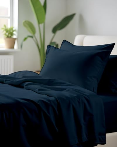 Image of Microfiber Single Size Bedsheet with 2 Pillow Covers | Ultra Soft & Breathable Flat Sheet | Wrinkle-Resistant, Premium Comfort for Everyday Use |Size (60 inch x 90 inch) Navy Blue