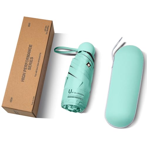 Image of BAODINI Travel Mini Umbrella for Purse with Case-Small Compact UV Umbrella Protection Sun-Lightweight Tiny Pocket Umbrella with Case for Women, Girls