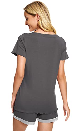 Image of WiWi Viscose from Bamboo Pajamas Set for Women Super Soft Short Sleeve Cooling Summer Plus Size Pjs Sets Sleepwear S-4X