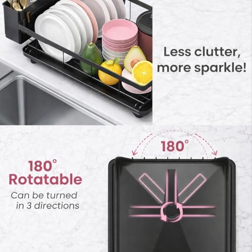 Image of RADIANT Basket Drainer & Dish Drainer Basket for Kitchen /Utensil Stand for Kitchen /Dish Drying Rack with Drainer /Bartan Stand /Dish Rack (Black 360)