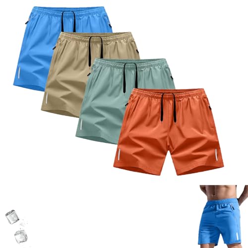 Brysha Mens Athletic Shorts,SummerFlex Quick-Dry 4-Pack Men's Athletic Shorts, Gym with Zipper Pockets