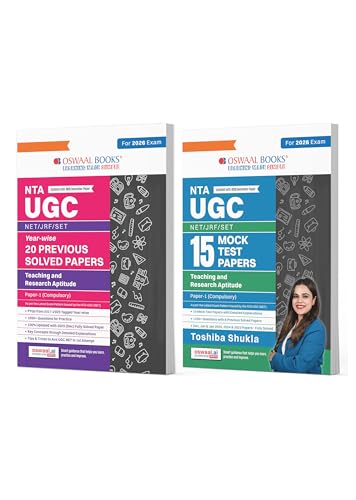 Image of Oswaal NTA UGC NET Paper-1 20 Solved Papers Year-wise (2015-2025) + 15 Mock Test Papers Teaching & Research Aptitude General Paper-1 (Compulsory) (Set of 2 Books) | For 2026 Exam