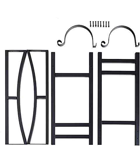 Phi Villa Heavy Duty Firewood Racks Indoor/Outdoor Log Rack With Kindling Holder, 30 Inches Tall, Black #TOP6