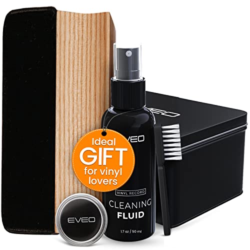 Exclusive Vinyl Record Player Cleaner - 4in1 Vinyl Records Albums Stand Cleaner Kit-Includes Soft Velvet Brush, Cleaning Liquid, Brush Cleaner & Turntable Stylus Cleaning Gel-Vinyl Record Storage Cleaning Kits