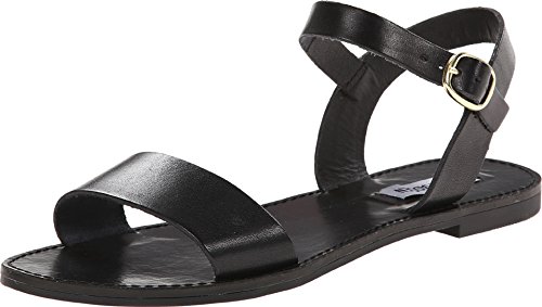 Steve Madden Women's Donddi Flat Sandal, Black/Black, 5.5