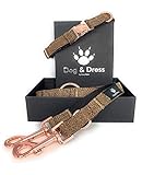 ❤️ Collar perro ajustable de 40-63 cm (por favor, mida la circunferencia del cuello de tu perro. ), 2,5 cm de ancho, bonito cierre de clic de oro rosa de 80 g, el collar fácil de abrir y cerrar. Collar para perros grandes y tambien collar perro mediano, en el hermoso anillo de oro rosa puedes fijar cómodamente la marca del perro y el mosquetón de la correa. Compra este hermoso collar de perro.
