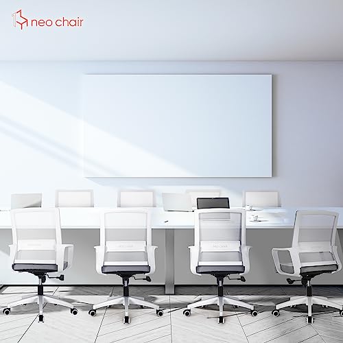 【幅広座面＆肉厚クッション】NEOCHAIR オフィスチェア デスクチェア メッシュ 【床傷防止！幅広PUキャスター×疲れにくい椅子×腰痛予防のランバーサポート】801グレー [2]