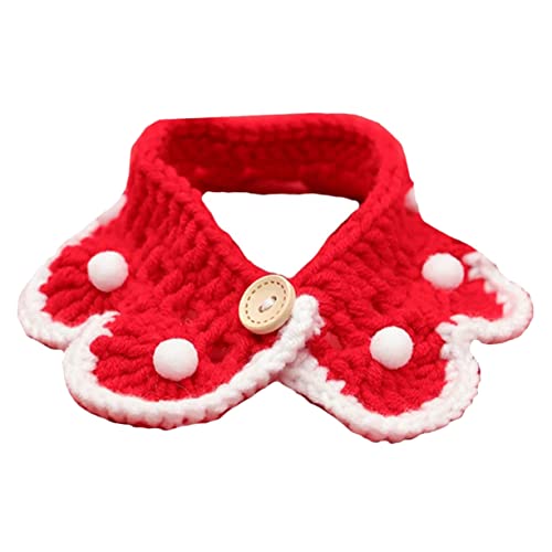 ノーブランド品 1個 ペットスカーフ 猫のアクセサリー 猫ネッカチーフ 猫のおもちゃ 屋外の猫ハウス ペットタオル 猫用 猫砂の塊 ゴミ 猫の唾液タオル よだれかけ スカーフの襟 編み物 赤