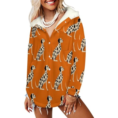 Sweat a capuche oversize dalmatien veste peluche chaude pour l'hiver