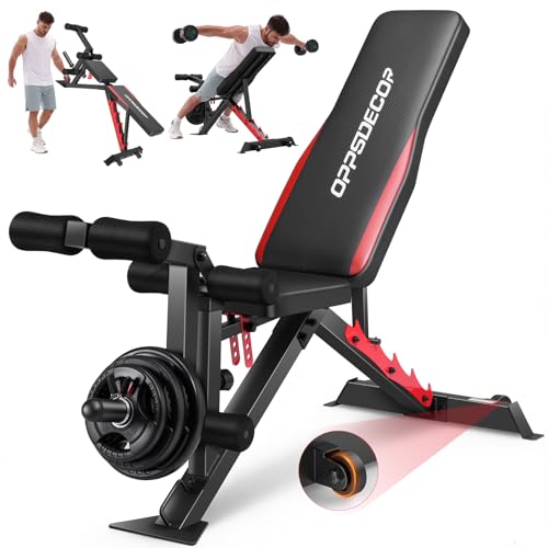 OPPSDECOR 1200LBS Weight Bench with Wide-Range Leg Extension & Curl (Full ROM), Adjustable Workout...