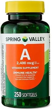 Spring Valley Vitamin A Supplement Softgels for Immune Health, 2400 mcg, 250 Count
