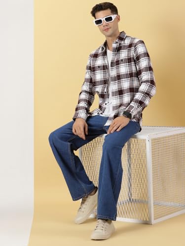 Image of Thomas Scott Men's | Checks | Full Sleeve | Regular Fit | 100% Cotton | Double Pocket | Spread Collar | Casual Shirt
