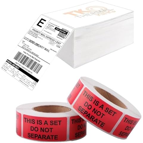 TK Thermal King, 1" x 2" This is a Set Do Not Separate Labels Bundle with 4" 6" 1 Stack Direct Shipping Cover