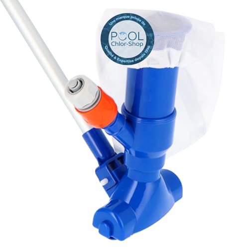 Duraol Aspirateur Jet Vac avec Perche de 1,35 m I Petit aspirateur de Piscine Selon Le Principe Venturi I À raccorder au Tuyau d'arrosage I Nettoyeur de Piscine avec Filet pour Un Nettoyage Optimal